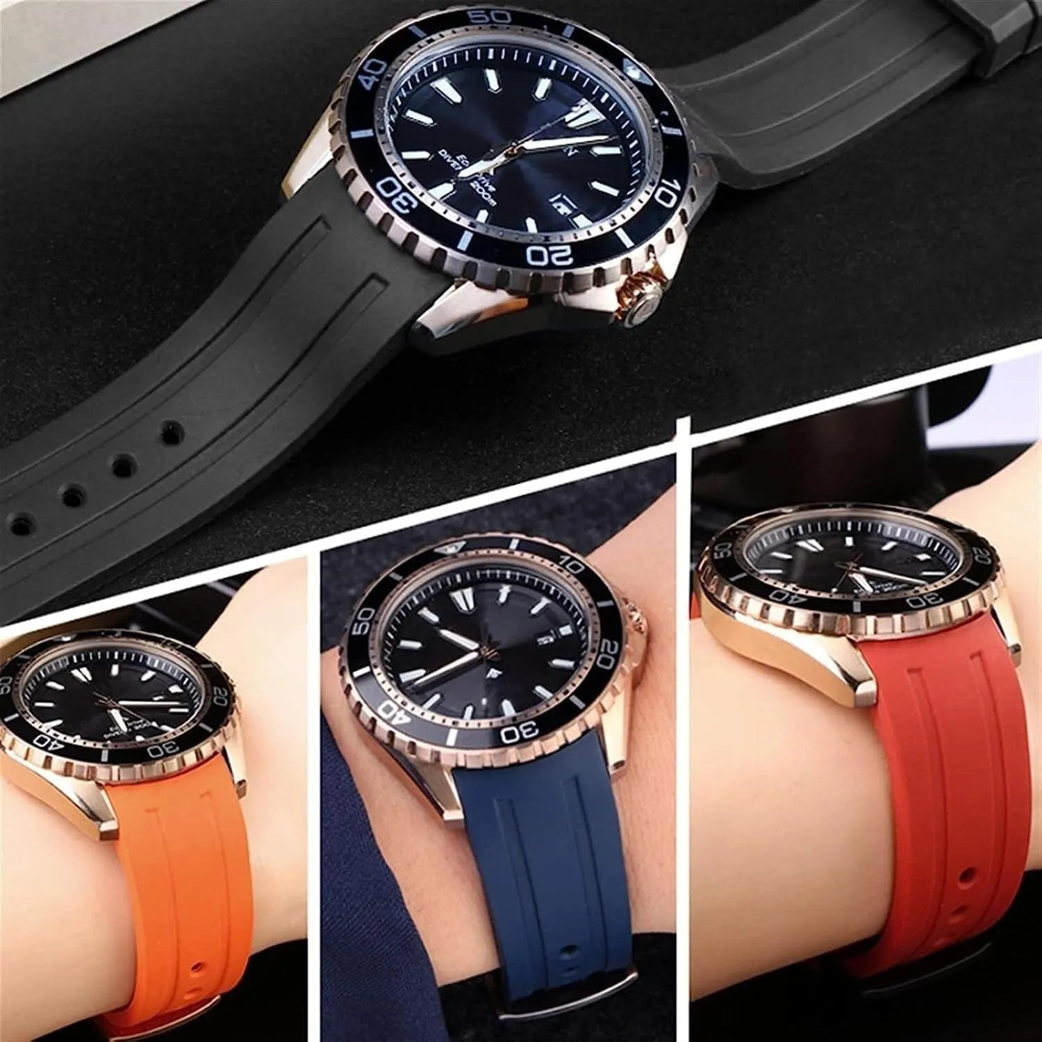 Curved Interfaces Rubber WatchBand For Citizen BN0190-15E/0191/0193 CA0718-13E CA4386/4385 Men Watch Replacement Bracelet Accessories