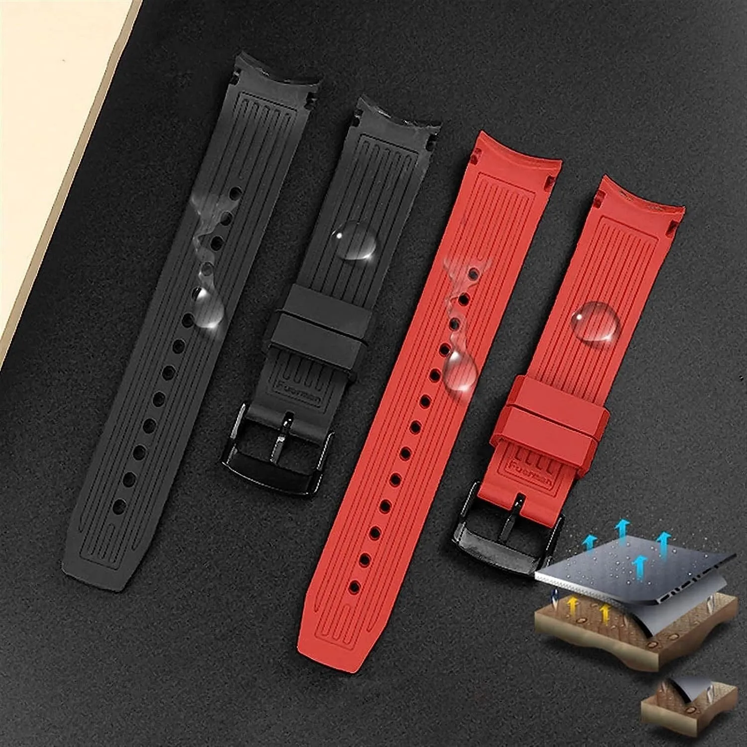 Curved Interfaces Rubber WatchBand For Citizen BN0190-15E/0191/0193 CA0718-13E CA4386/4385 Men Watch Replacement Bracelet Accessories