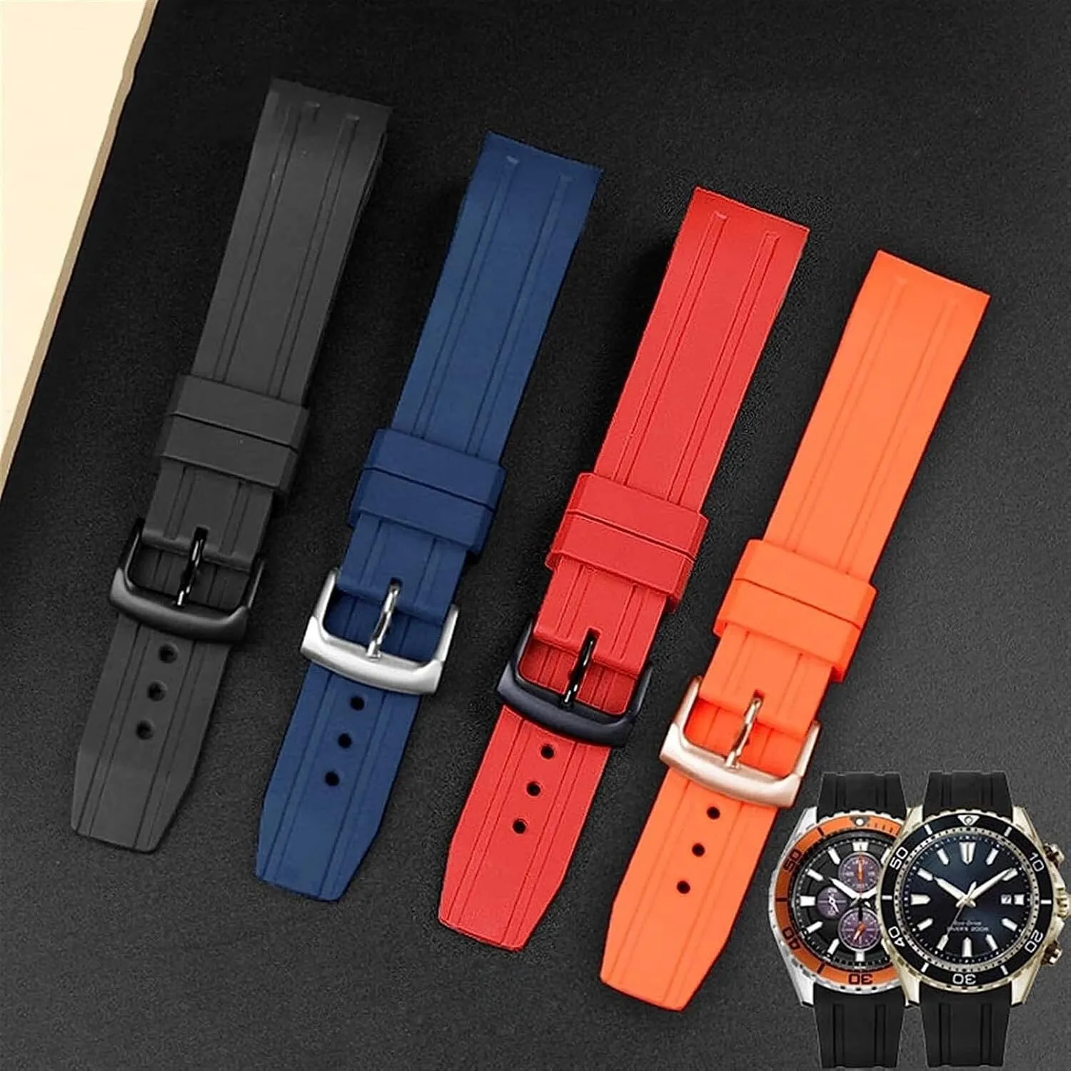 Curved Interfaces Rubber WatchBand For Citizen BN0190-15E/0191/0193 CA0718-13E CA4386/4385 Men Watch Replacement Bracelet Accessories