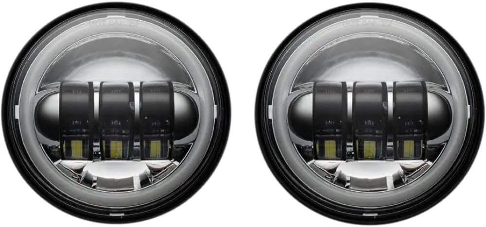 Custom Dynamics 4.5" Motorcycle LED Passing Lamps with White Halo for Harley-Davidson-Chrome