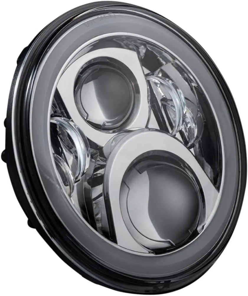Custom Dynamics 7" White LED Halo Headlamp for 14  Harley-Davidson - Chrome