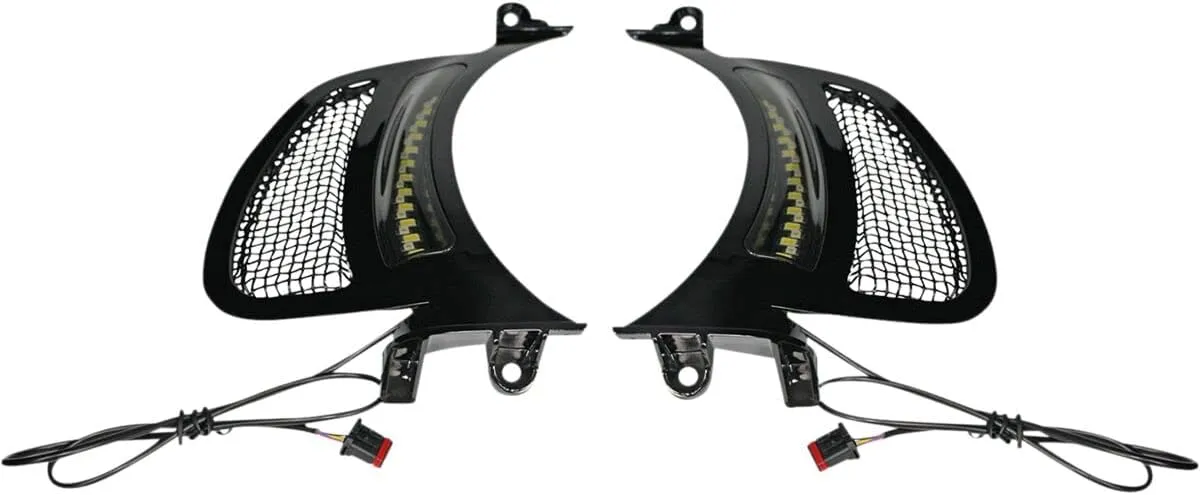 Custom Dynamics CD-RG-V-AW2-BB Vent Inserts With LED Lights - Gloss Black with Black Stainless Mesh