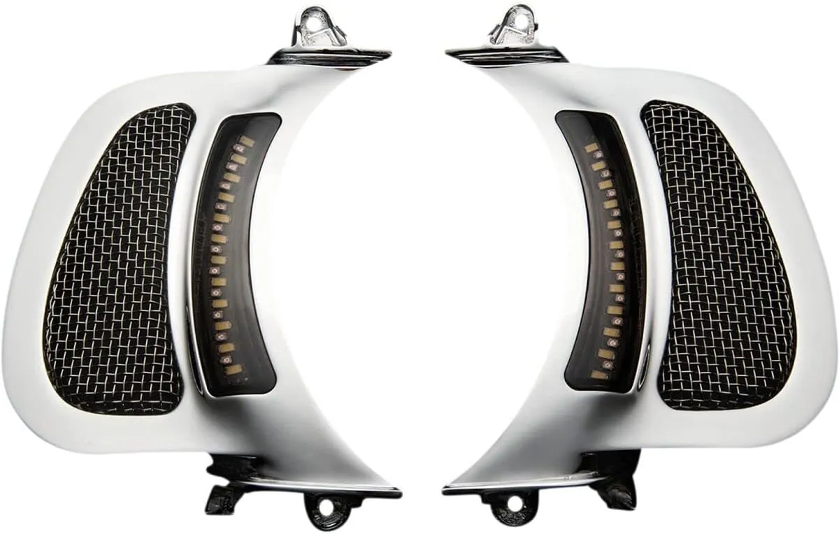 Custom Dynamics CD-RG-V-AW2-C Vent Inserts With LED Lights - Chrome with Natural Stainless Mesh