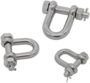 d Ring, Stainless Shackle,Small Shackle,5pcs/10pcs 304 Stainless Steel M6/8/10/12 DEE Shackle Pin Nut Safty Pin Steel Buckle Bolt Anchor Safty Shackle Outdoor Tools(M12 X 5pcs)