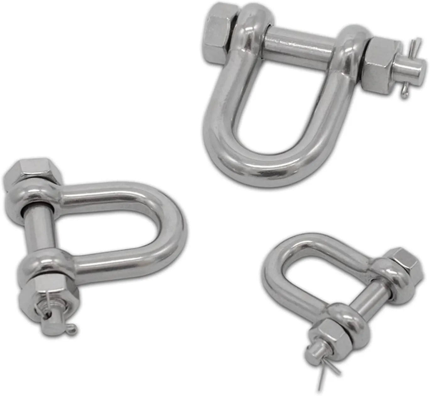 d Ring, Stainless Shackle,Small Shackle,5pcs/10pcs 304 Stainless Steel M6/8/10/12 DEE Shackle Pin Nut Safty Pin Steel Buckle Bolt Anchor Safty Shackle Outdoor Tools(M12 X 5pcs)