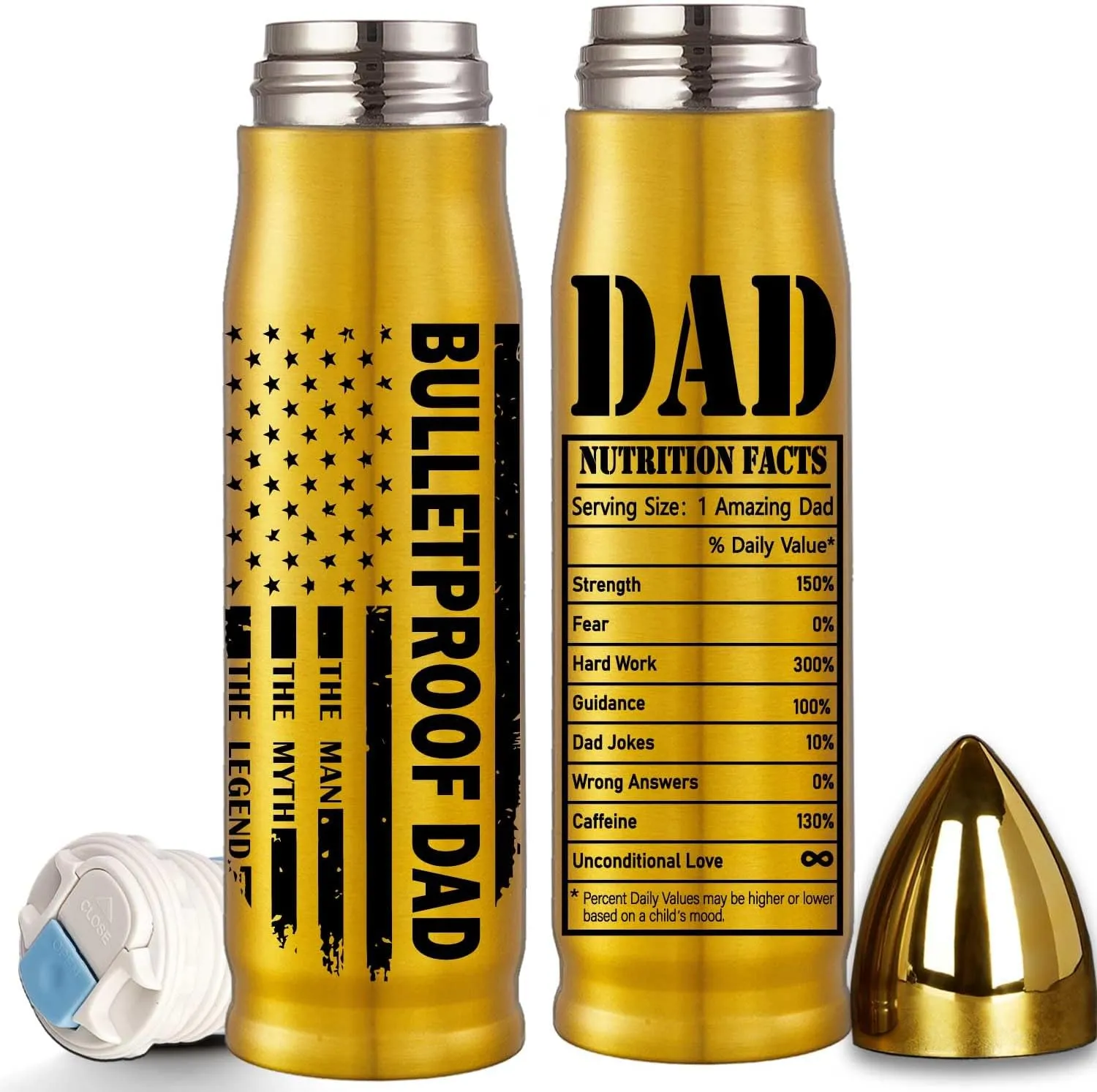 Dad Gifts for Fathers Day from Daughter Wife Son, Unique 17 Oz Best Dad Ever Bullet Tumbler Gifts for Dad Who Wants Nothing, Cool Bulletproof Thermos, Father's Day Presents for Stepdad, Husband, Papa