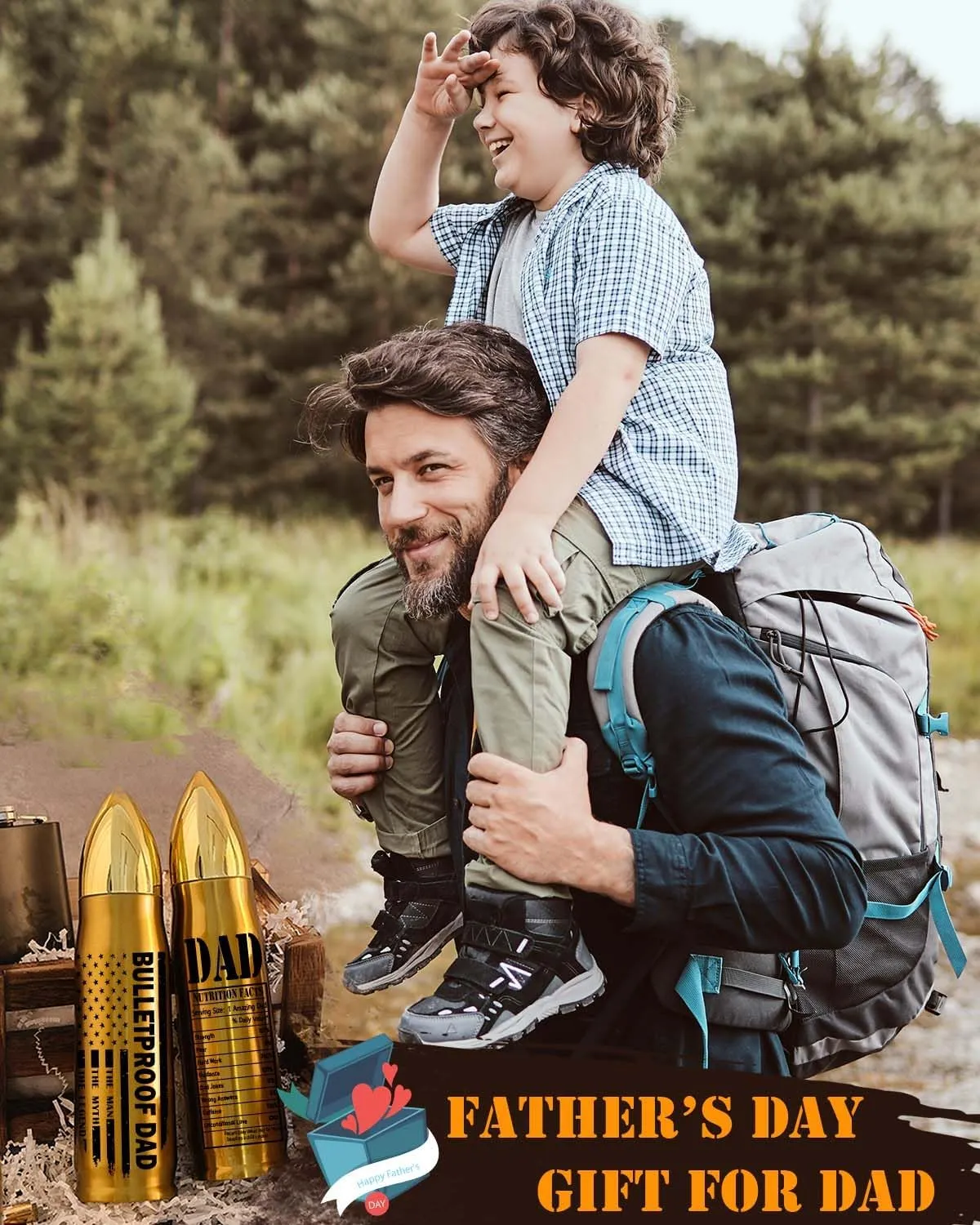 Dad Gifts for Fathers Day from Daughter Wife Son, Unique 17 Oz Best Dad Ever Bullet Tumbler Gifts for Dad Who Wants Nothing, Cool Bulletproof Thermos, Father's Day Presents for Stepdad, Husband, Papa