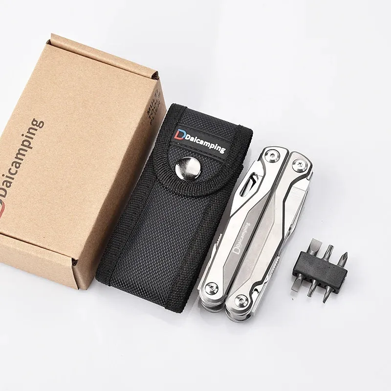 DAICAMPING DL7 Multi-Tool with Titanium Alloy Handle, Folding Knife, Pliers, and Scissors for Camping