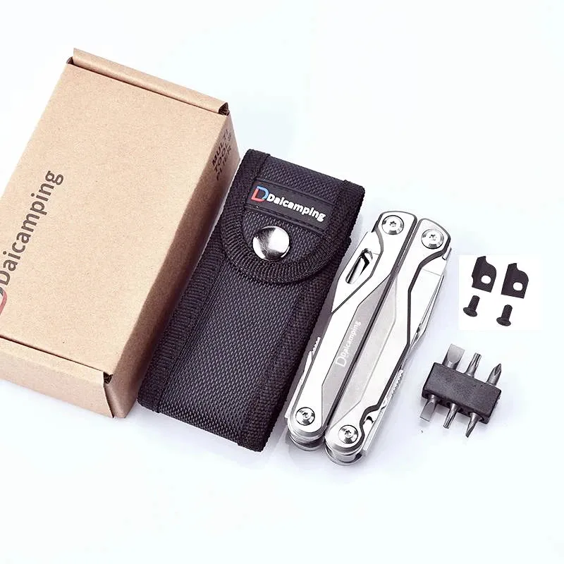 DAICAMPING DL7 Multi-Tool with Titanium Alloy Handle, Folding Knife, Pliers, and Scissors for Camping