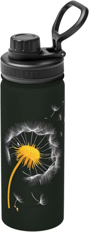 Dandelion In Flight 18oz Insulated Water Bottle Bulk, Adult Stainless Steel Water Bottles With Lid ï¼ŒFor Daily Use And Outdoor Activities