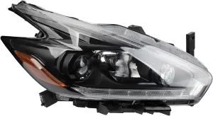 Dasbecan Halogen Headlight Compatible With Nissan Murano 2015-2018 Black LED DRL Projector Headlamp Assembly Right Passenger Side Replaces# 260605AA9A 260105AA9A 260605AA0E 260105AA0E