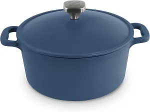 DASH Zakarian by DASH 4.5 Qt Nonstick Cast Iron Dutch Oven, Titanium Ceramic Nonstick Pot with Lid and Handles, Blue