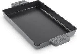 DASH Zakarian by Dash 9"x13" Nonstick Cast Iron Pan with Pour Spout and Removable Silicone Grips for Searing, Baking, Broiling, Grilling and more - Grey