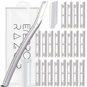 Dermaplaning Tool for Face Exfoliation, with 20 Replaceable Blades (Silver)