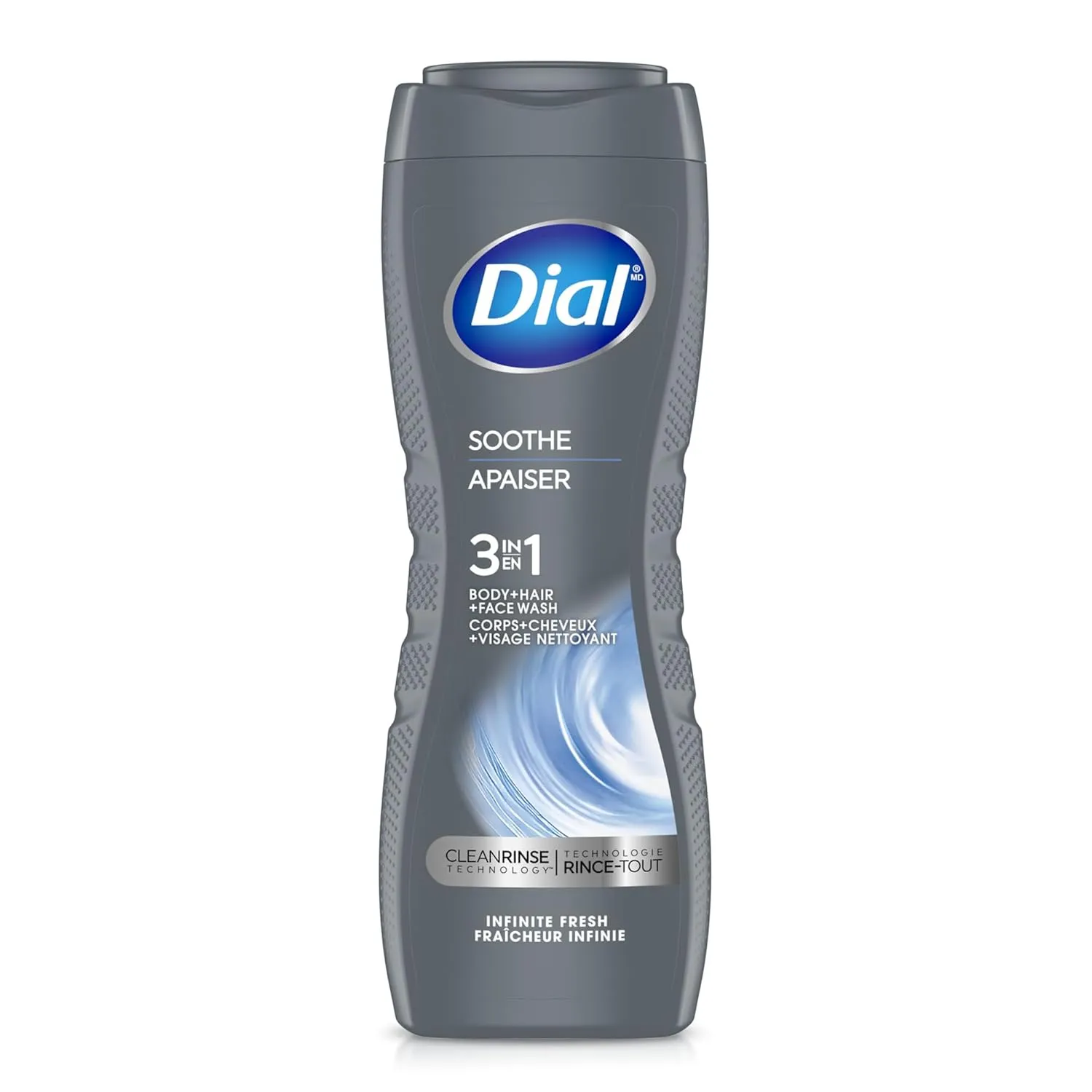 Dial Men 3in1 Body, Hair and Face Wash, Soothe, Infinite Fresh, 16 fl oz, Pack of 4