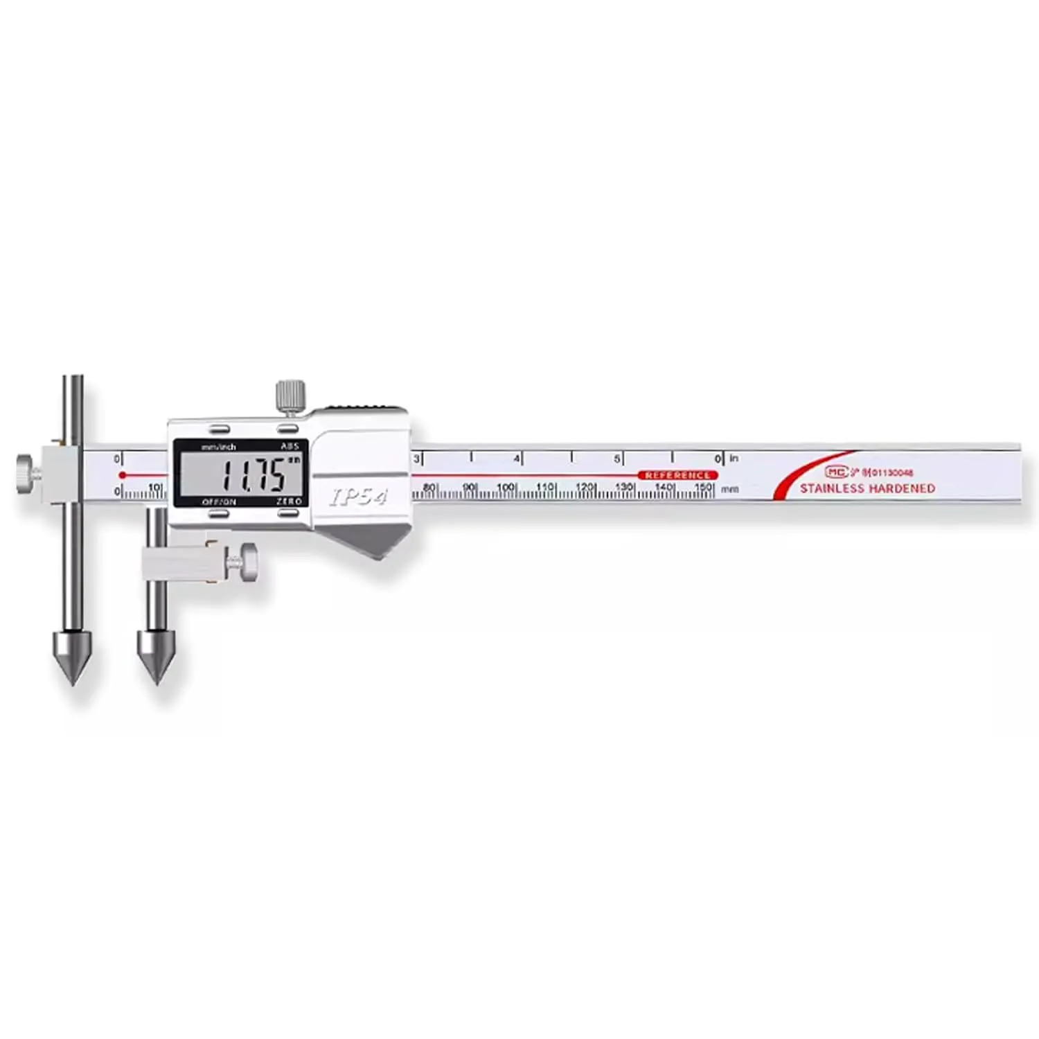 Digital Offset Centerline Caliper Hole Distance Vernier Caliper Cone Probe Hole Center Distance Ruler Measuring Tool Stainless Steel Inch/MM (10-150mm)