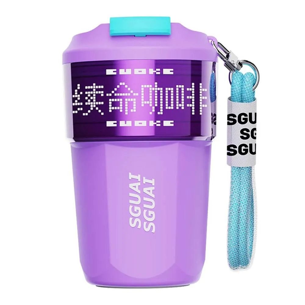 Digital Pixel Design Stainless Steel Thermos Cup - Smart Insulated Travel Mug