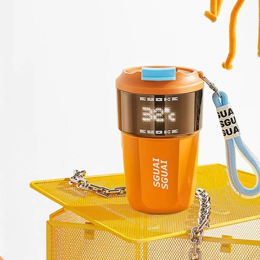 Digital Pixel Design Stainless Steel Thermos Cup - Smart Insulated Travel Mug