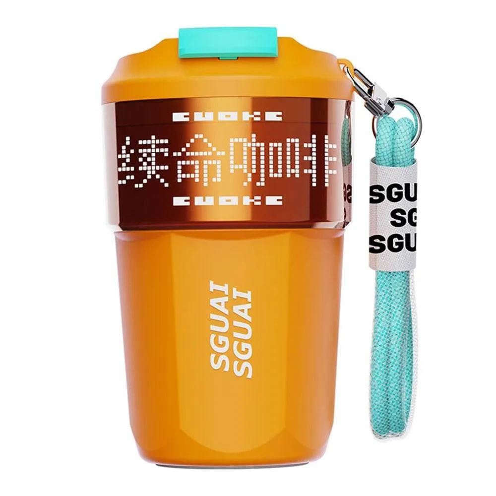 Digital Pixel Design Stainless Steel Thermos Cup - Smart Insulated Travel Mug