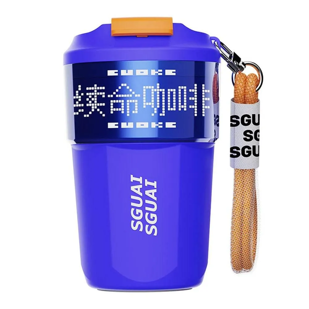 Digital Pixel Design Stainless Steel Thermos Cup - Smart Insulated Travel Mug