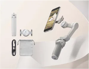 DJI Osmo Mobile Gimbal Stabilizer for Smartphone, 3-Axis Phone Gimbal for iPhone, Andriod, ShotGuides, ActiveTrack 6.0, Portable and Foldable Stabilizer, Built-in Tripod, with 256GB MSD