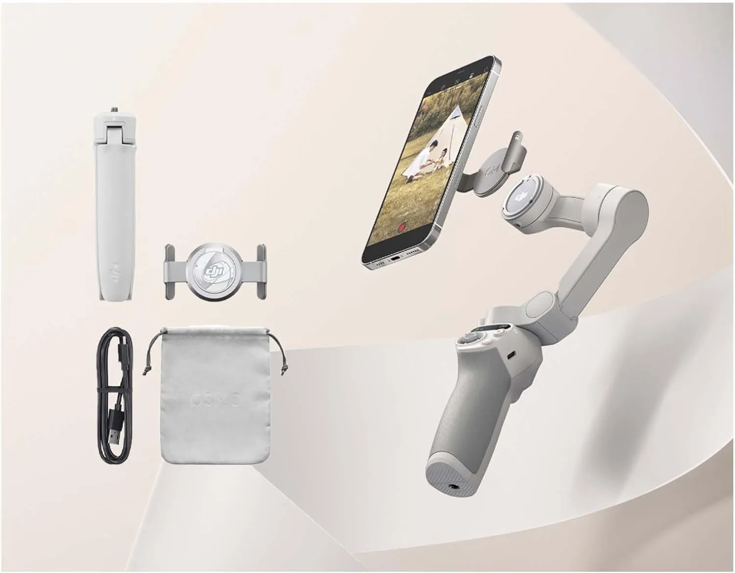 DJI Osmo Mobile Gimbal Stabilizer for Smartphone, 3-Axis Phone Gimbal for iPhone, Andriod, ShotGuides, ActiveTrack 6.0, Portable and Foldable Stabilizer, Built-in Tripod, with 256GB MSD