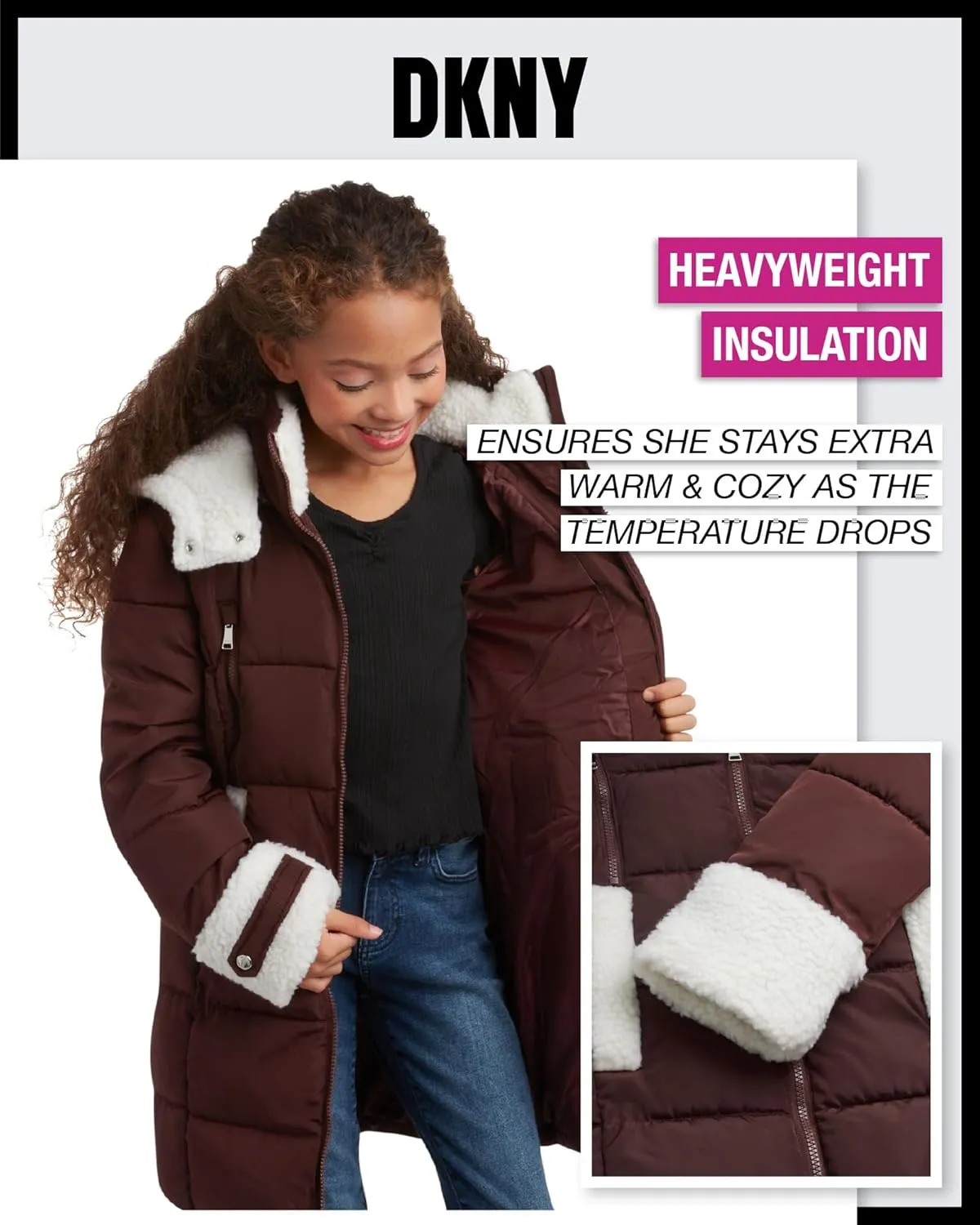 DKNY Girls’ Winter Jacket – Full Length Heavyweight Quilted Puffer Parka – Insulated Water Resistant Coat for Girls (7-16)