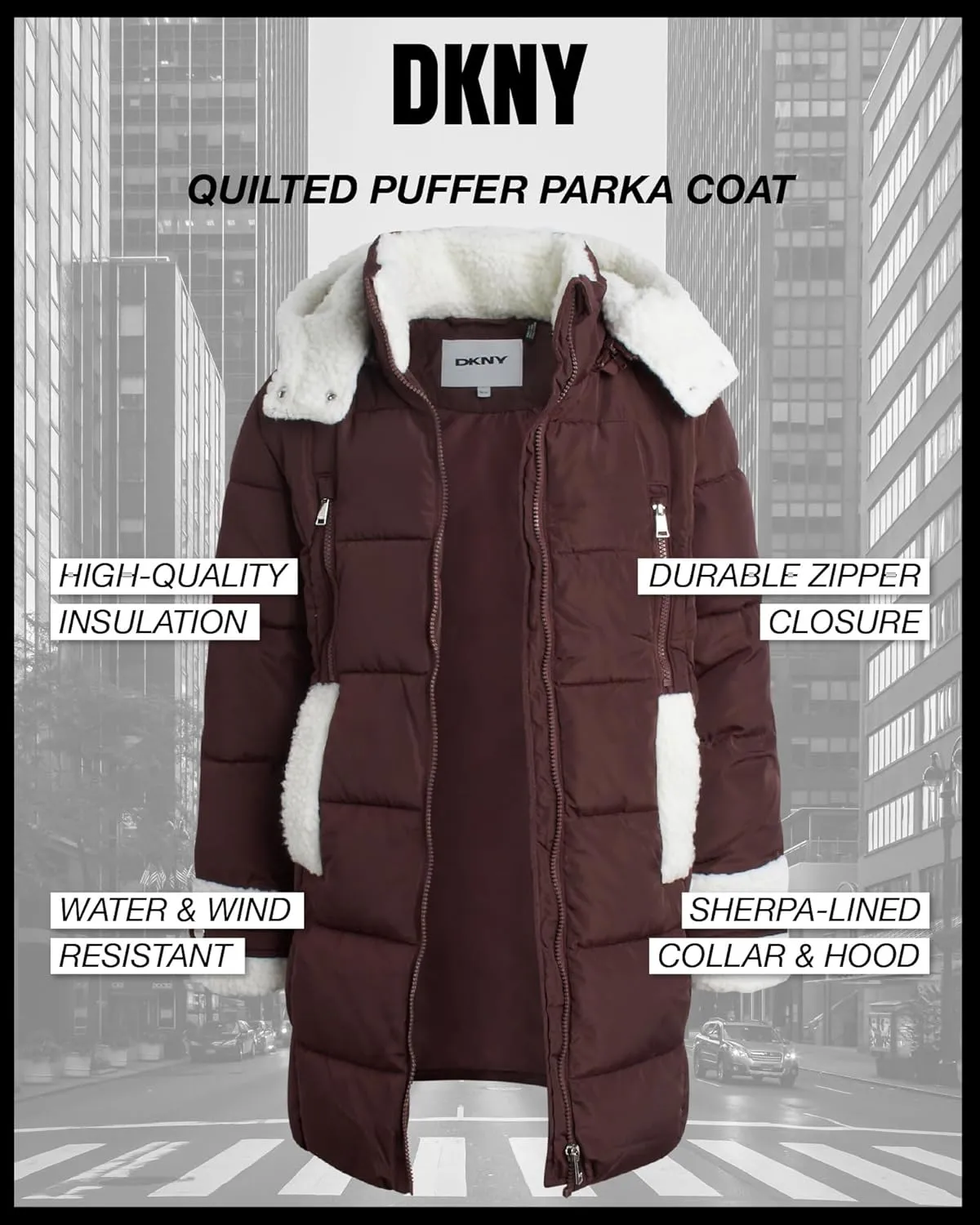 DKNY Girls’ Winter Jacket – Full Length Heavyweight Quilted Puffer Parka – Insulated Water Resistant Coat for Girls (7-16)