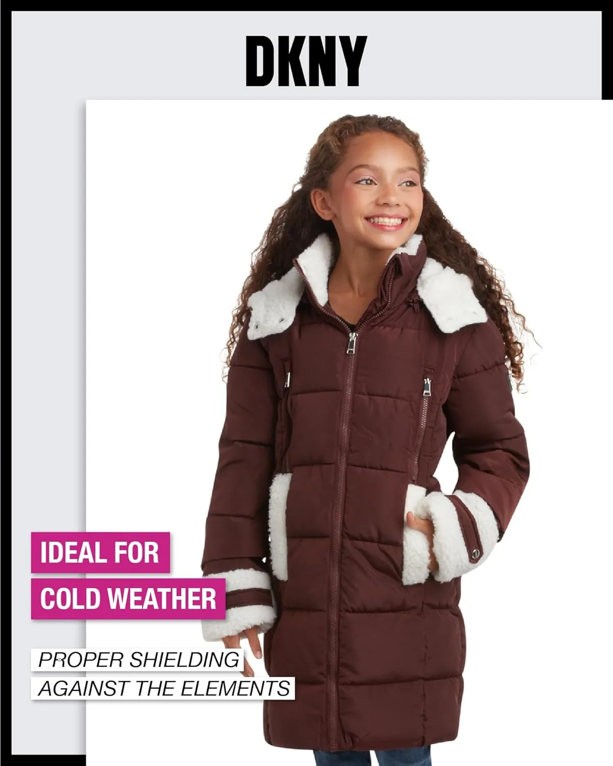 DKNY Girls’ Winter Jacket – Full Length Heavyweight Quilted Puffer Parka – Insulated Water Resistant Coat for Girls (7-16)