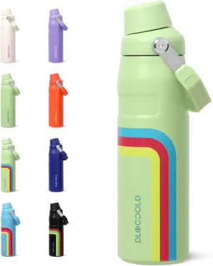 DLOCCOLD 24 OZ Water Bottle with Handle and Angled Spout Lid, Leakproof for Travel & Sports, Double Wall Insulated Stainless Steel Reusable Water Bottle, Wide Mouth QuickFill Design