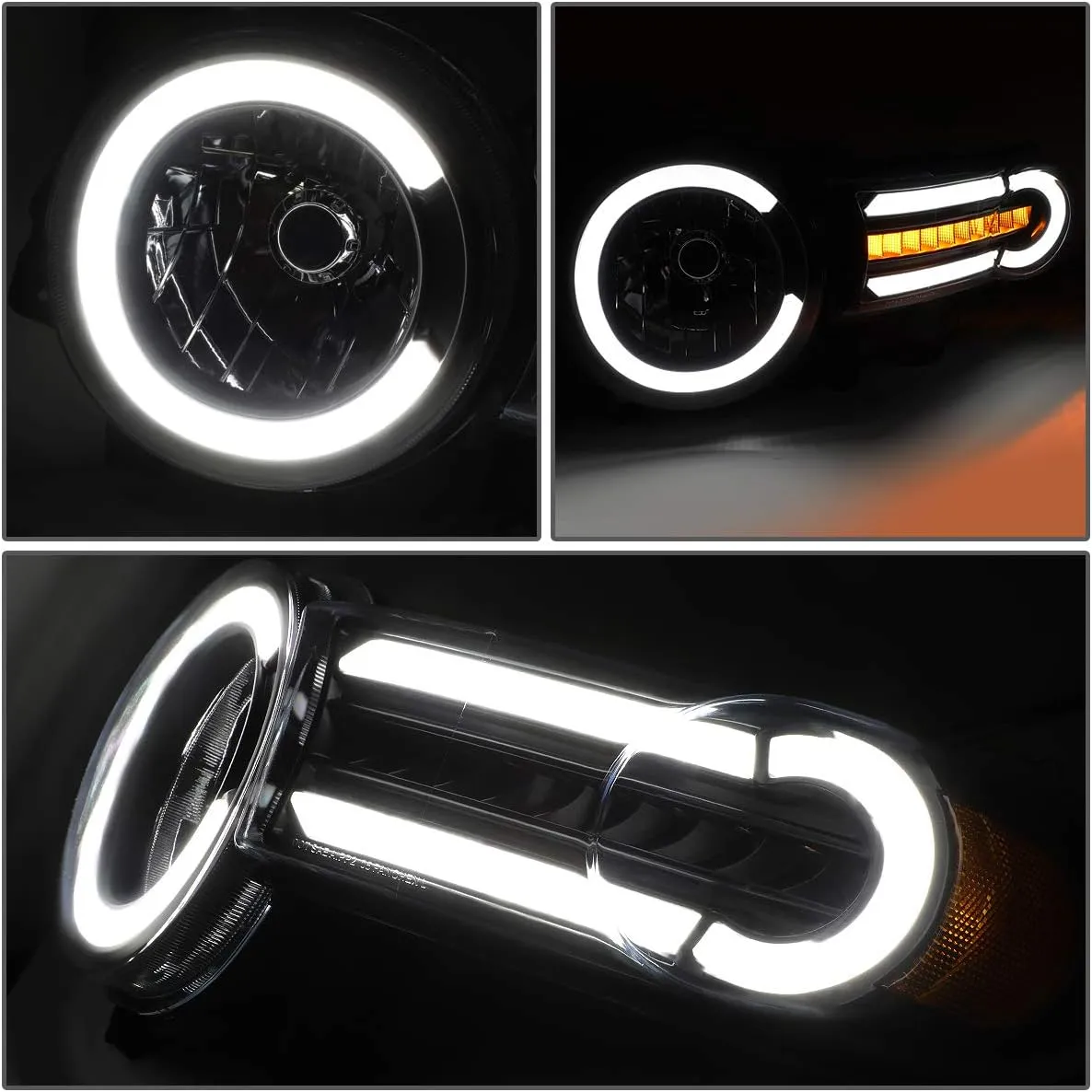 DNA MOTORING HL-LB-FJC07-BK-AM Black Headlights With LED DRL Sequential Turn Signal Compatible with 07-14 FJ Cruiser