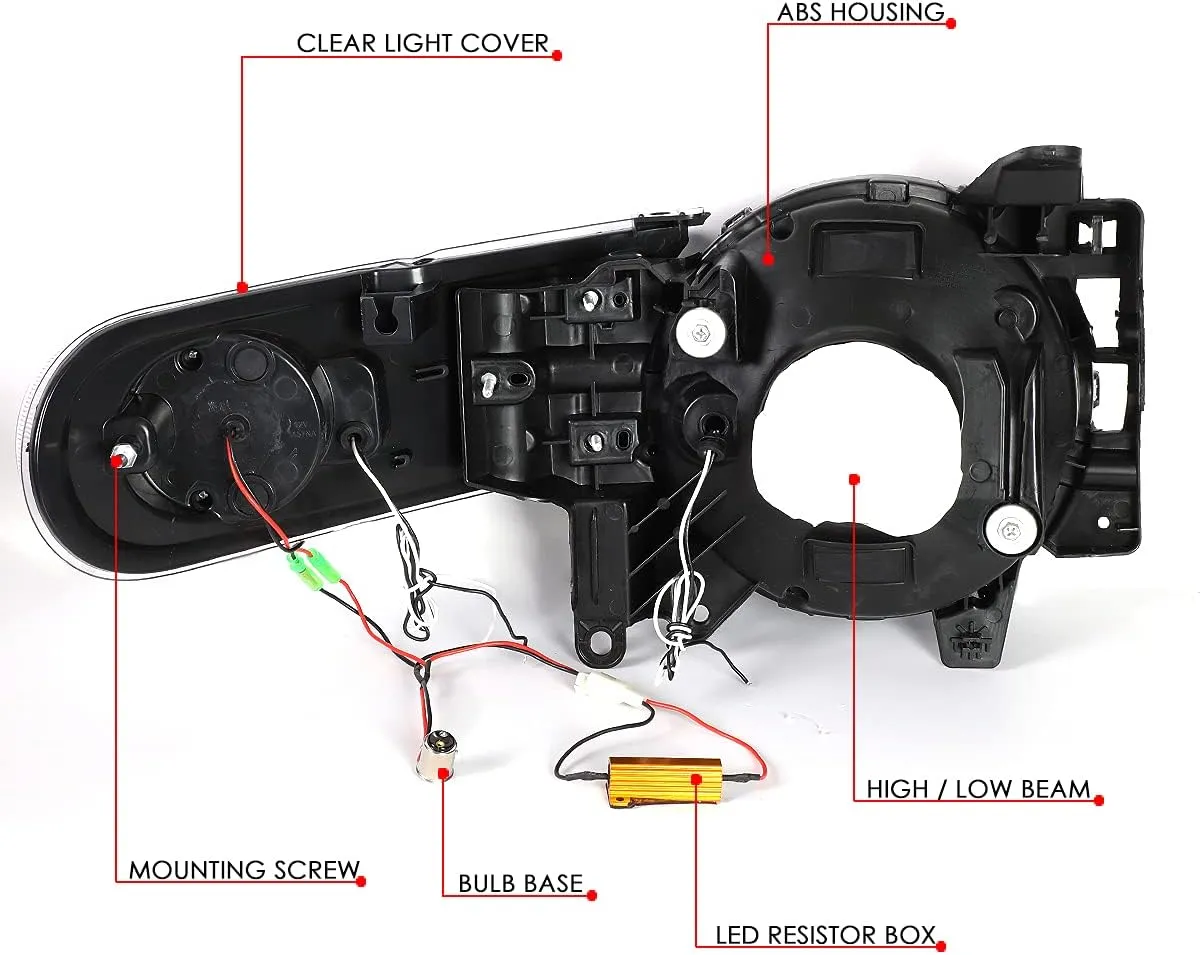 DNA MOTORING HL-LB-FJC07-BK-AM Black Headlights With LED DRL Sequential Turn Signal Compatible with 07-14 FJ Cruiser