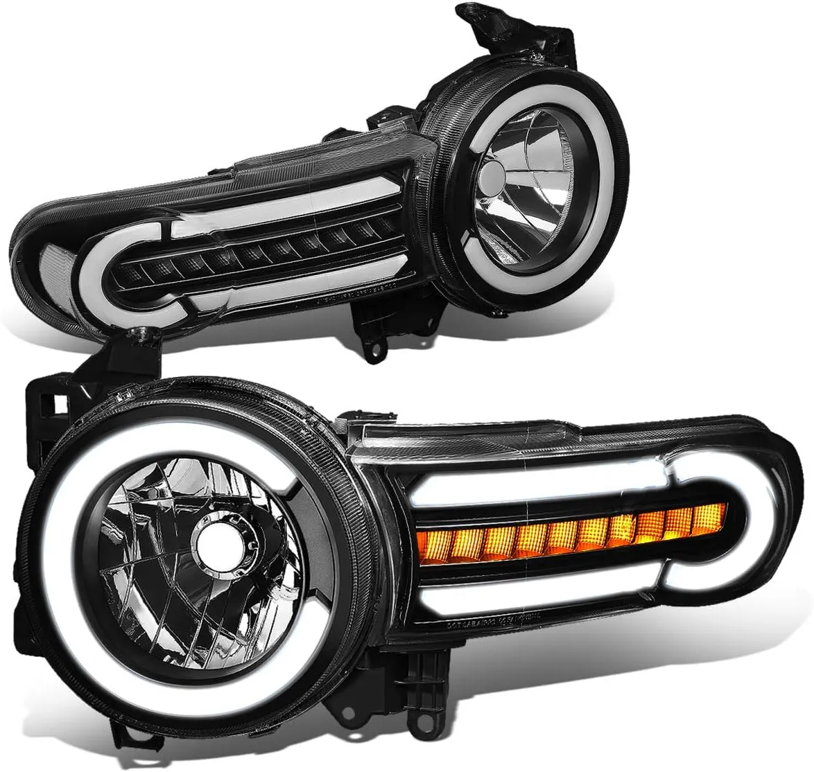 DNA MOTORING HL-LB-FJC07-BK-CL1 Black Headlights With LED DRL Sequential Turn Signal Compatible with 07-14 FJ Cruiser