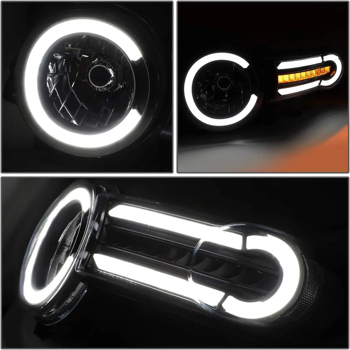 DNA MOTORING HL-LB-FJC07-BK-CL1 Black Headlights With LED DRL Sequential Turn Signal Compatible with 07-14 FJ Cruiser