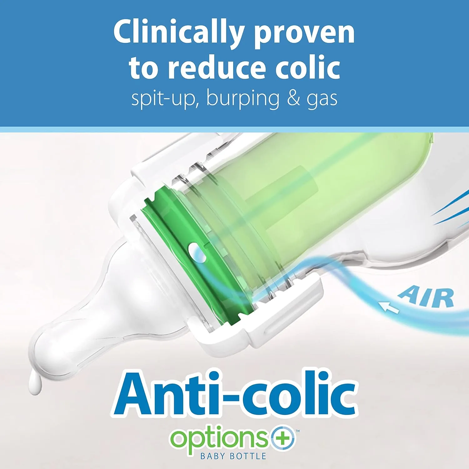 Dr. Brown's Natural Flow Anti-Colic Options  Narrow Baby Bottle, 4 oz/120 mL, with Level 1 Slow Flow Nipple, 0m , 4 Bottles