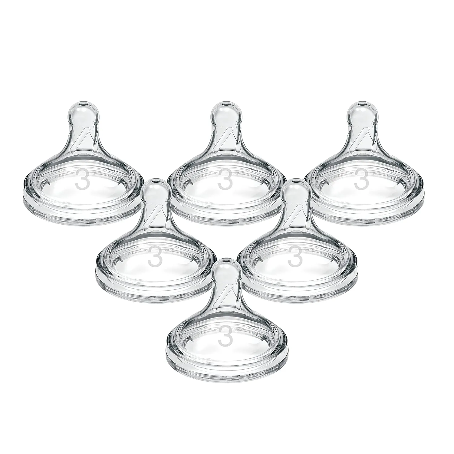 Dr. Brown's Natural Flow Level 3 Wide-Neck Baby Bottle Silicone Nipple, Medium-Fast Flow, 6m . 100% Silicone Bottle Nipple, 6 Count (Pack of 1)