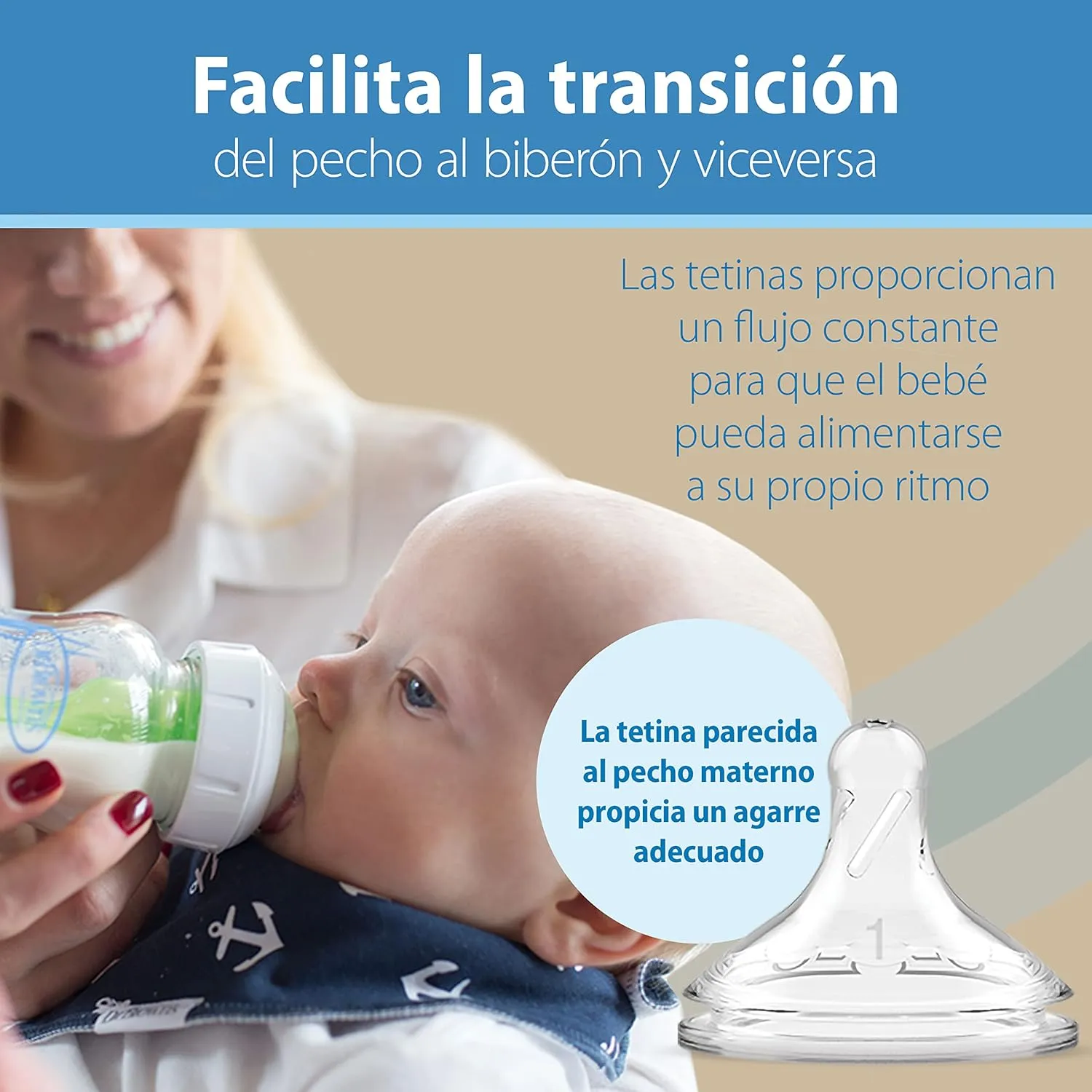 Dr. Brown's Natural Flow Level 3 Wide-Neck Baby Bottle Silicone Nipple, Medium-Fast Flow, 6m . 100% Silicone Bottle Nipple, 6 Count (Pack of 1)