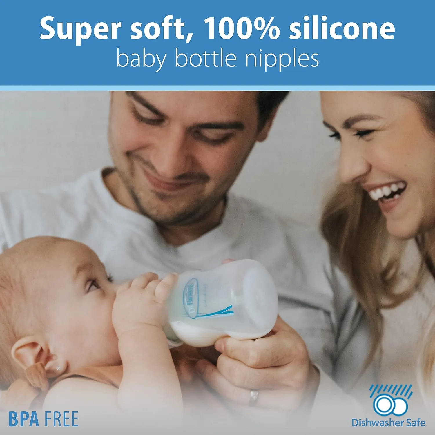 Dr. Brown's Natural Flow Level 3 Wide-Neck Baby Bottle Silicone Nipple, Medium-Fast Flow, 6m . 100% Silicone Bottle Nipple, 6 Count (Pack of 1)