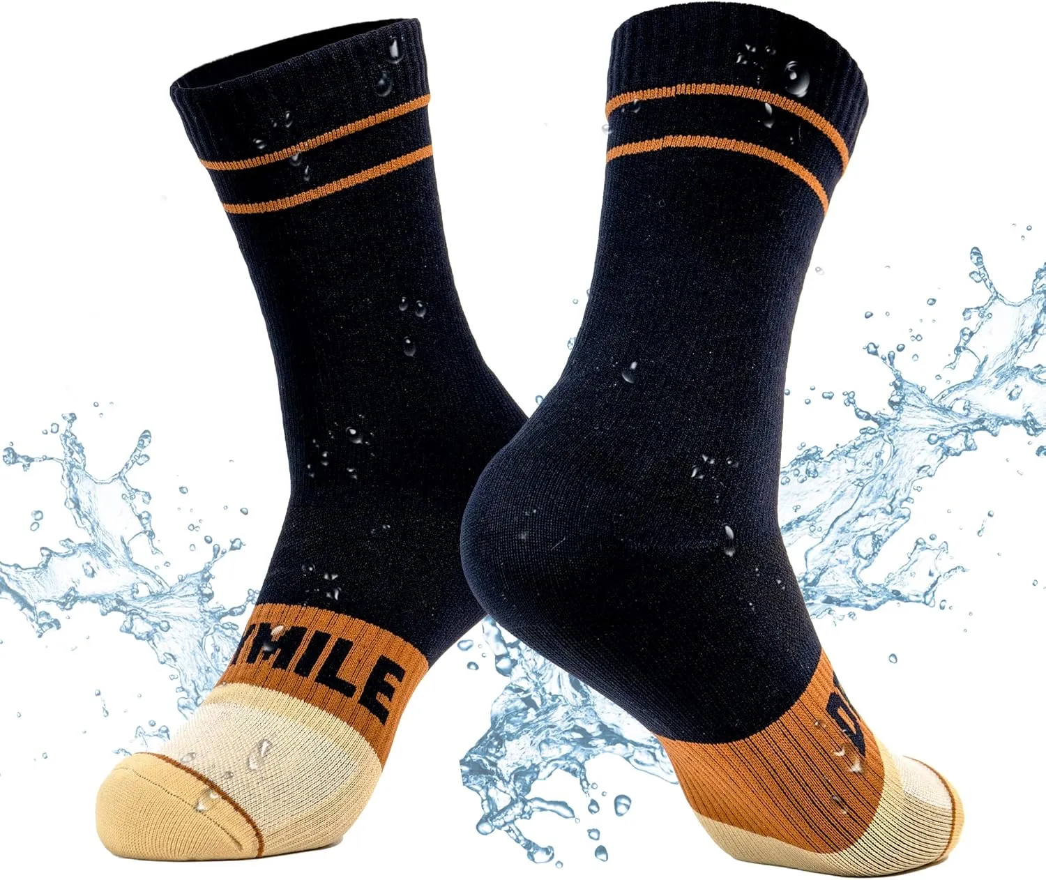DRYMILE Mountain Waterproof Wool Socks, Winter Waterproof Socks for Wading, Camping, Hiking, Fishing, Skiing - Crew