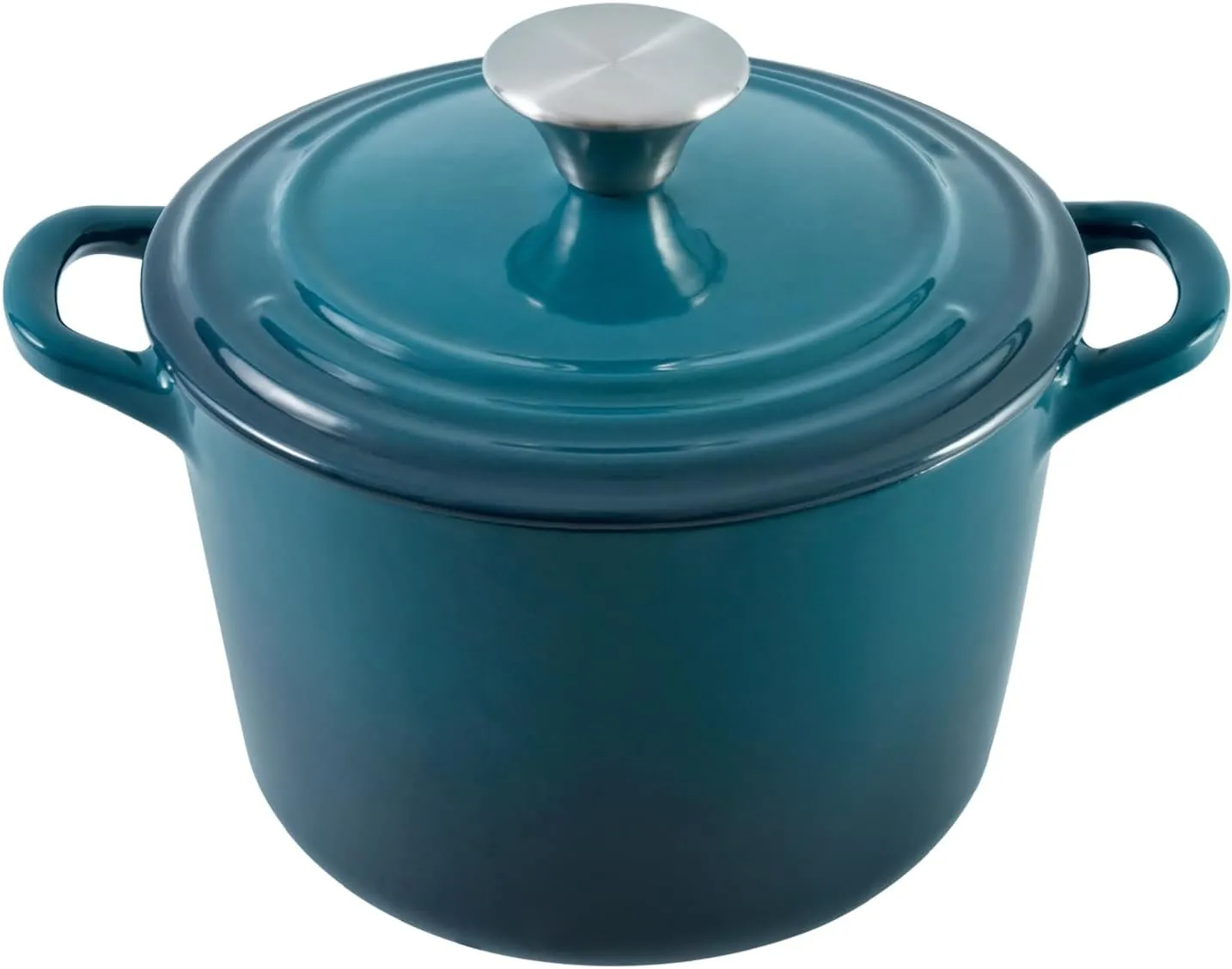 Dutch Oven Pot with Lid 2.8 qt Cast Iron Dutch Oven for Bread Baking DarkCyan Enameled Cast Iron Rice Pot with Handels