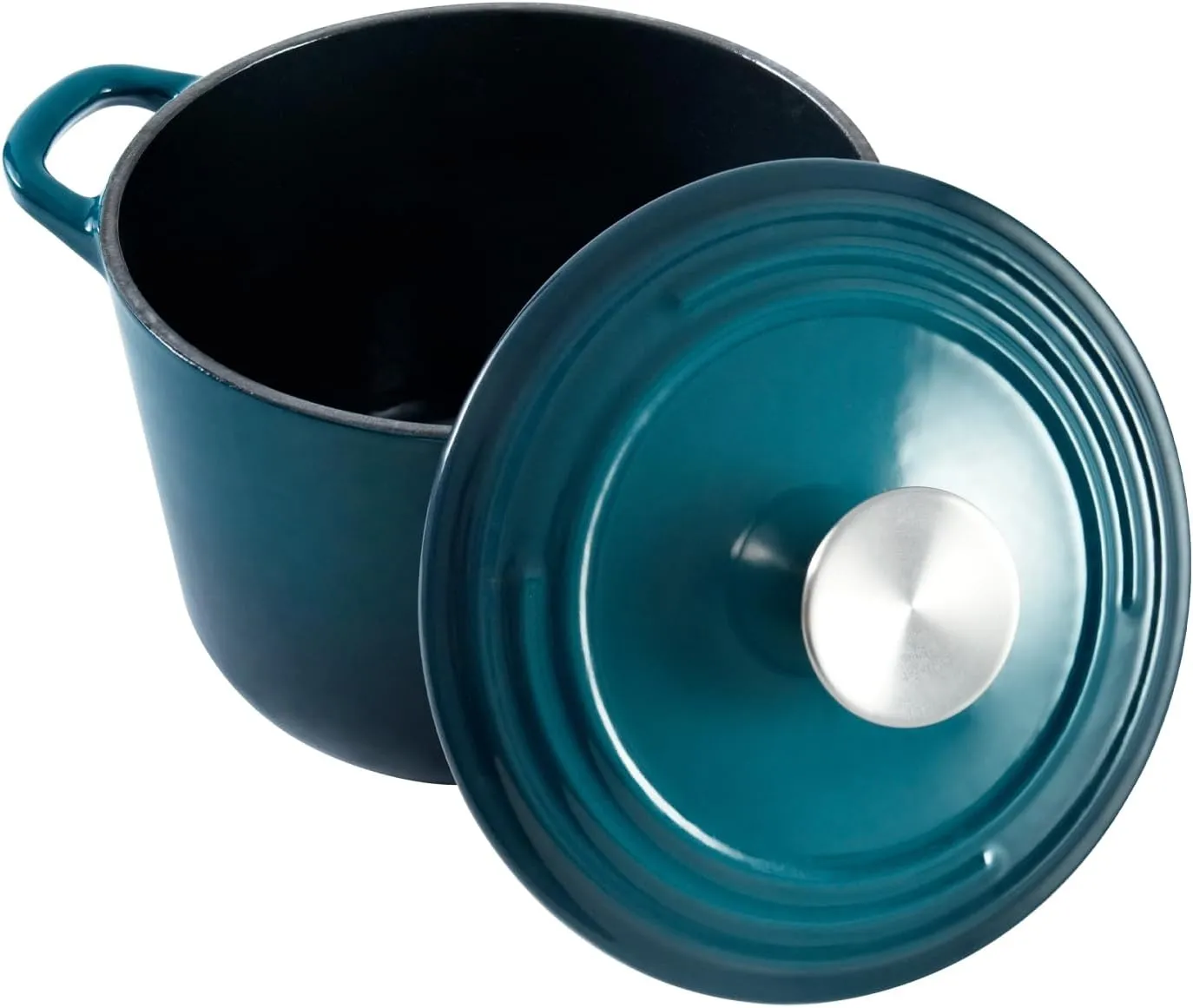 Dutch Oven Pot with Lid 2.8 qt Cast Iron Dutch Oven for Bread Baking DarkCyan Enameled Cast Iron Rice Pot with Handels