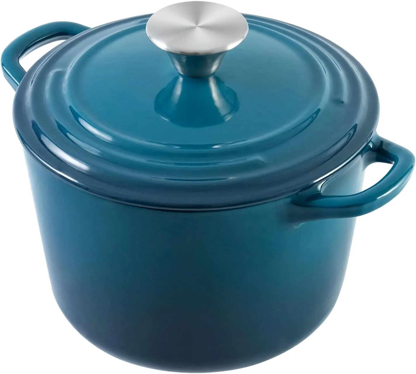 Dutch Oven Pot with Lid 2.8 qt Cast Iron Dutch Oven for Bread Baking DarkCyan Enameled Cast Iron Rice Pot with Handels
