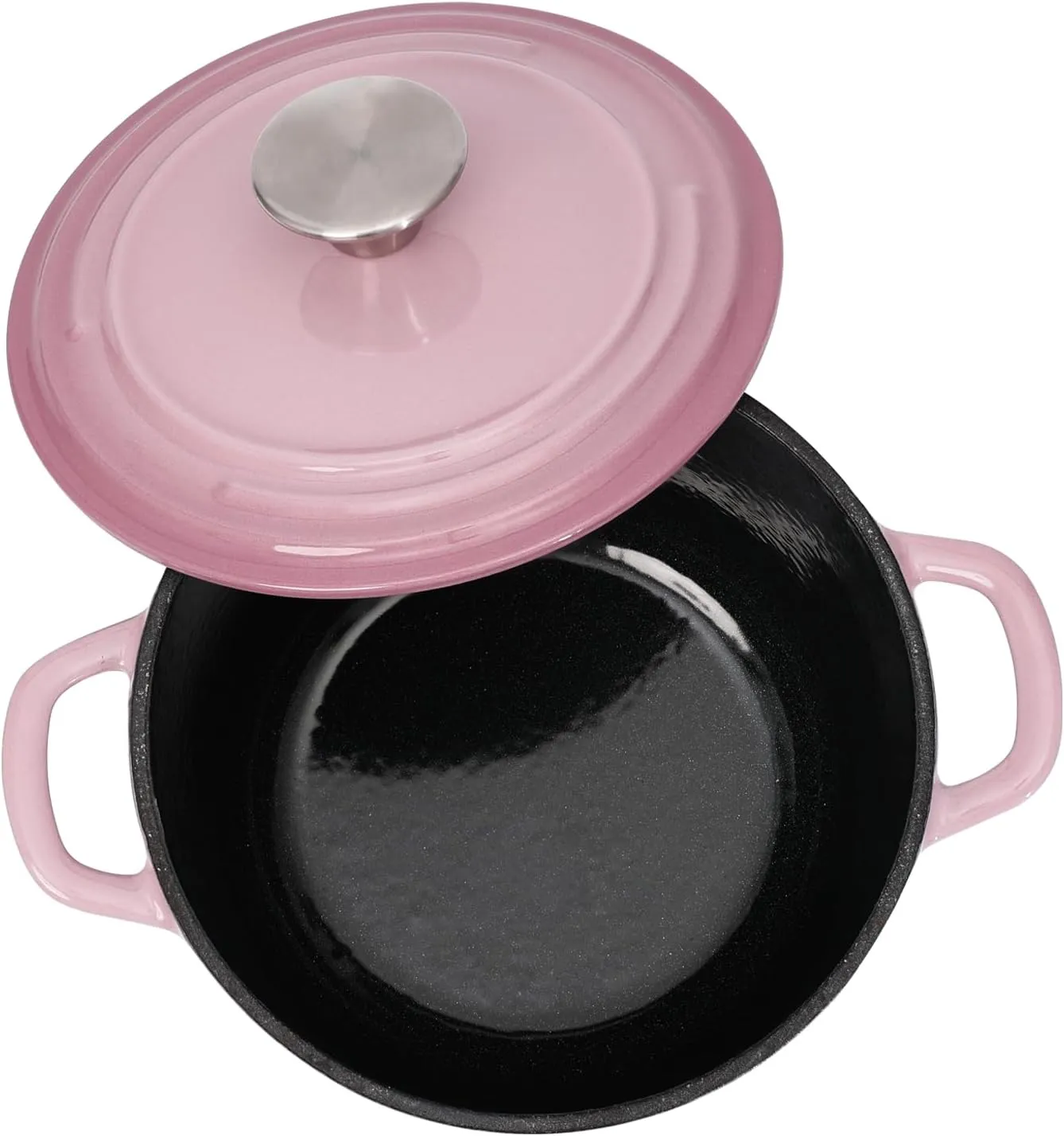 Dutch Oven Pot with Lid 2.8 qt Cast Iron Dutch Oven for Bread Baking Pink Enameled Cast Iron Rice Pot with Handels