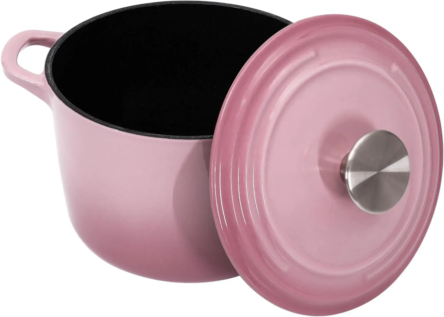 Dutch Oven Pot with Lid 2.8 qt Cast Iron Dutch Oven for Bread Baking Pink Enameled Cast Iron Rice Pot with Handels