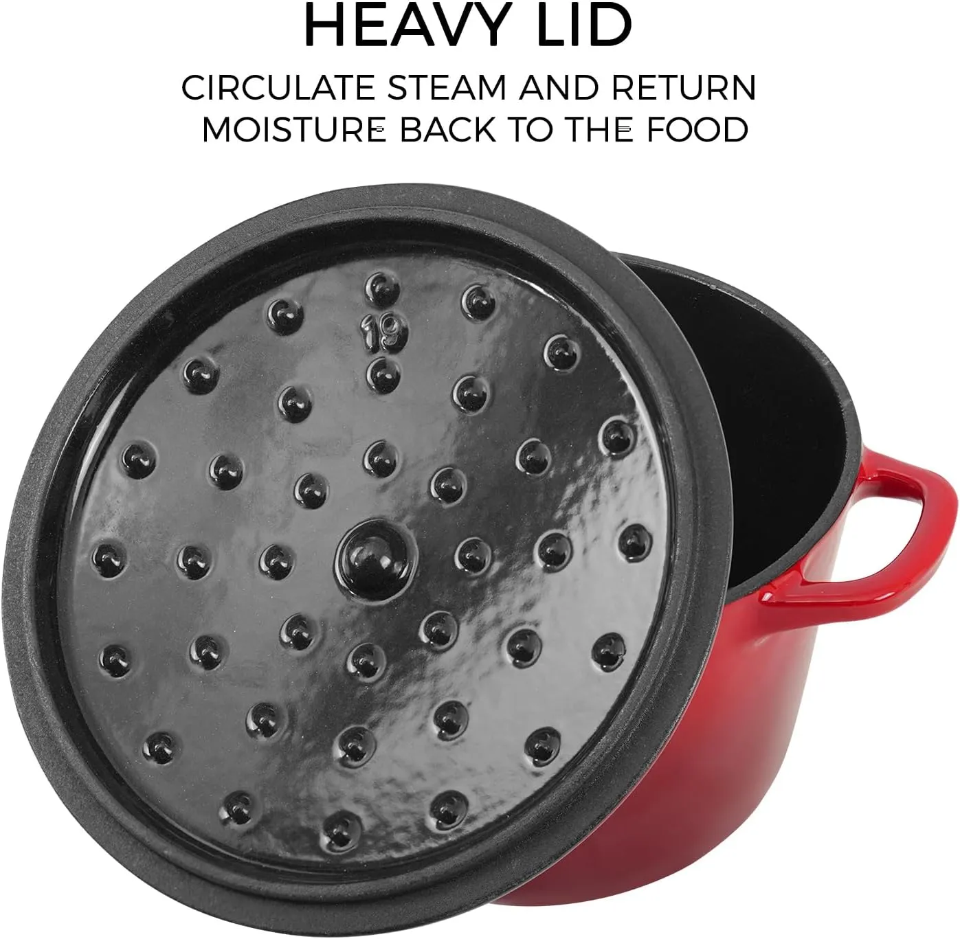 Dutch Oven Pot with Lid 2.8 qt Cast Iron Dutch Oven for Bread Baking Red Enameled Cast Iron Rice Pot with Handels