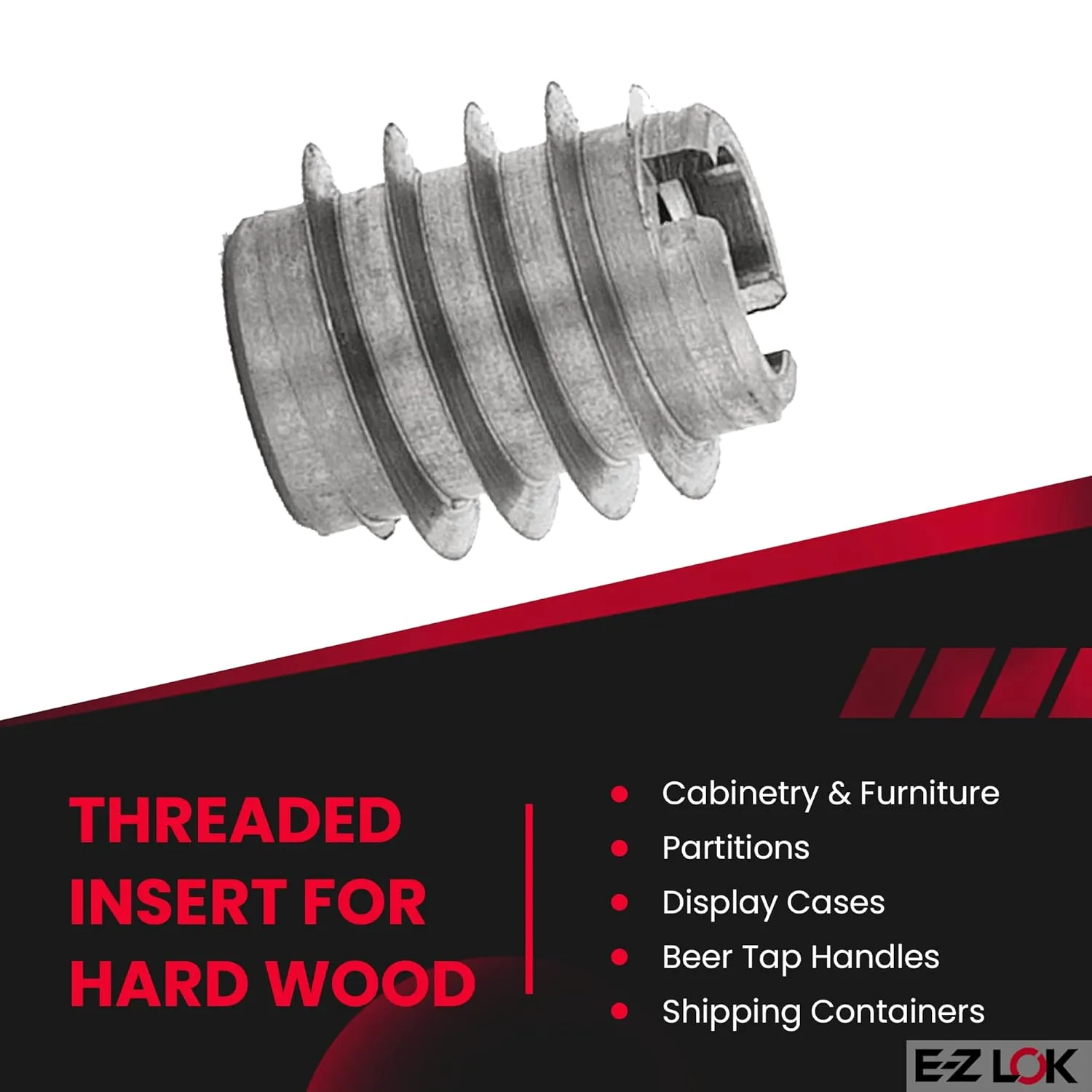 E-Z LOK Knife Threaded Insert for Hard-Wood, Stainless Steel Thread Inserts 6-32 Pack of 10