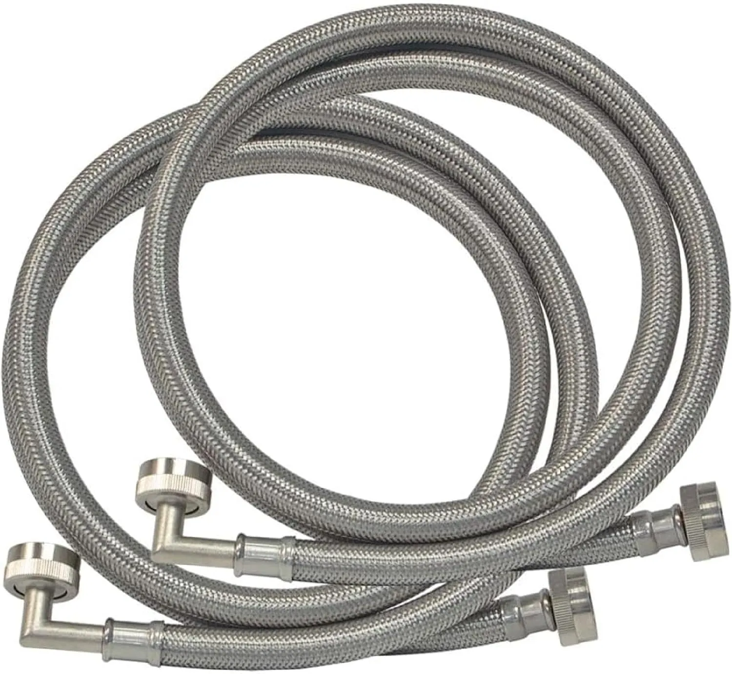 Eastman PVC Coated Braided Washing Machine Hose with 90 Degree Elbow, Pack of 2, 3/4 Inch FHT x 3/4 Inch FHT Connection, 4 Foot Stainless Steel Connector, 48319