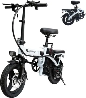 EBKAROCY Ebikes for Adults, 400W Motor 22MPH Max Speed, 14” Tire, 48V 15AH Removable Battery for Electric Bike, Multi-Shock Absorption, City Commuter, Foldable Adult Electric Bicycles