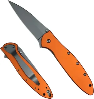 EDC Orange Pocket Knife, 2.9 Inch 5Cr15Mov Blade Stainless Steel Handle, Assisted Opening Folding Knife with Flipper Liner Lock, Deep Carry Pocketclip for Camping
