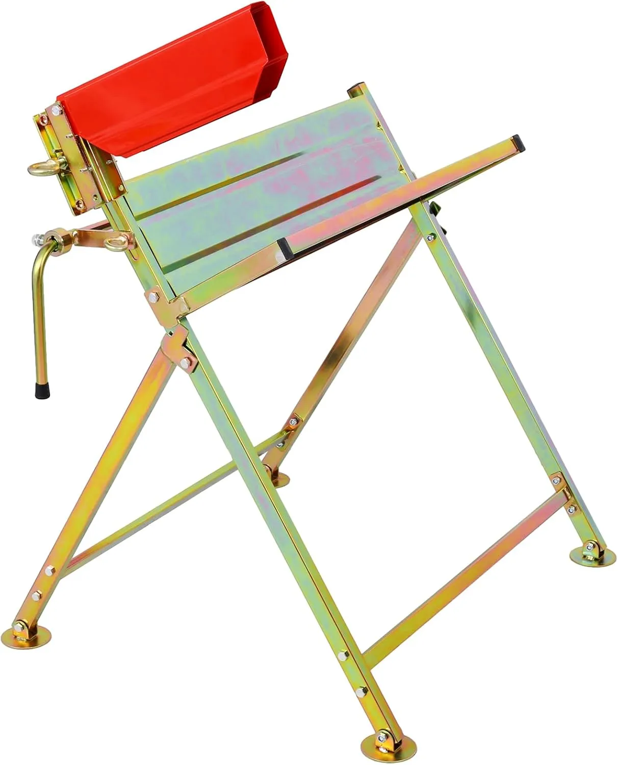Efficient Log Cutting with Portable Foldable Saw Horse, Durable Steel Construction and Chainsaw Holder, Silver